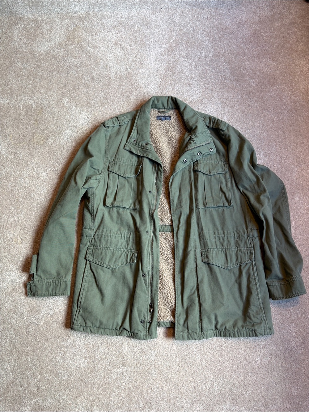 XL Men's fleece-lined olive field jacket
